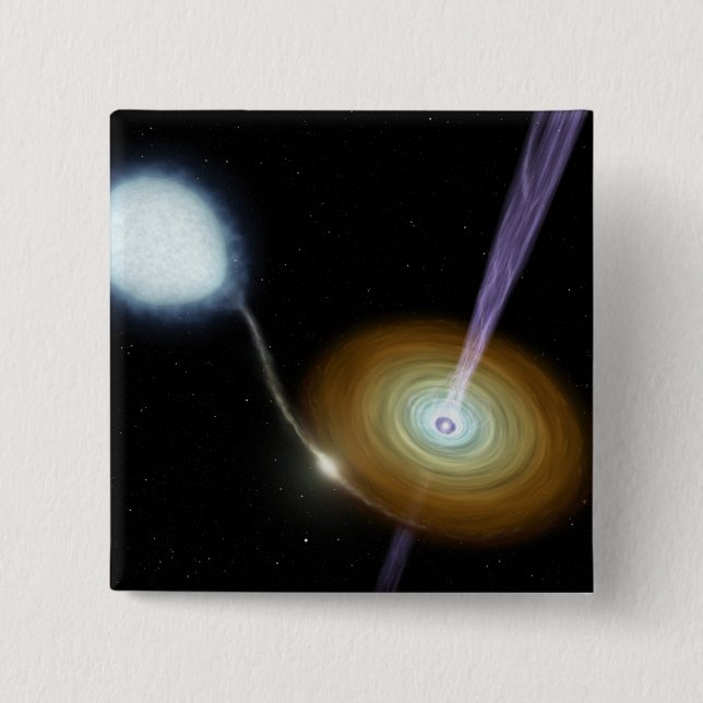 Jets of material shooting out 2 inch square button (Front)