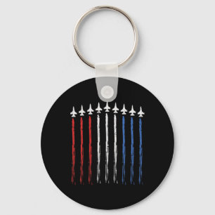Jets Us American Flag Independence 4th Of July Pat Keychain