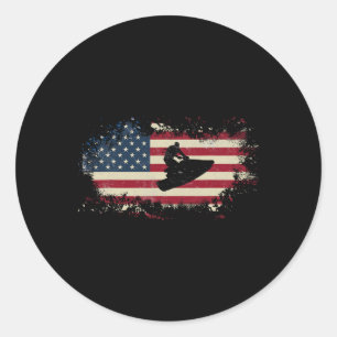 Jetski Jet Ski Skiing Love Water Sports Funny Cool Classic Round Sticker