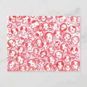 Jette Rockit! - Valentine Hearts and SugarSkulls Holiday Postcard