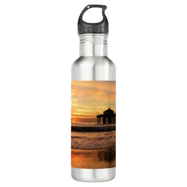 Jetty Over Ocean Beach Sunset 710 Ml Water Bottle (Front)