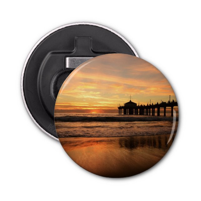 Jetty Over Ocean Beach Sunset Bottle Opener (Front)