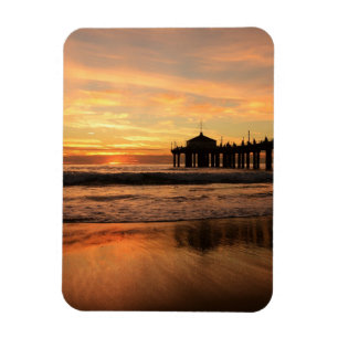 Jetty Over Ocean Beach Sunset Magnet
