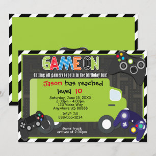 Jeu Camion Vidéo Jeu Anniversaire Invitation