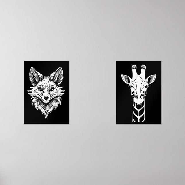 Jeu d'affiches de girafe et de Jackal 4 (Recto)