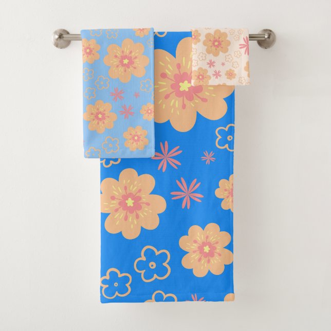 Jeu de 3 Retro Floral Pattern ensemble de serviett (En situation)