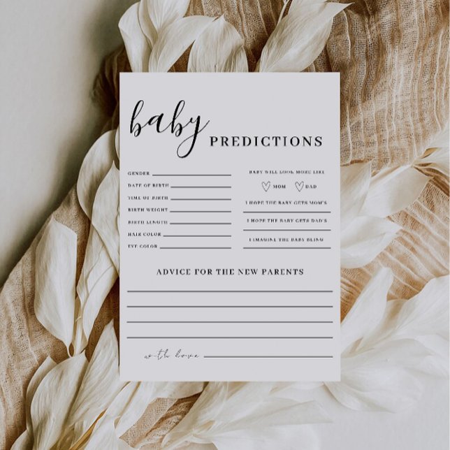Jeu de Baby shower de carte prédictions pour bébés (Baby Predictions Card Baby Shower Game,)