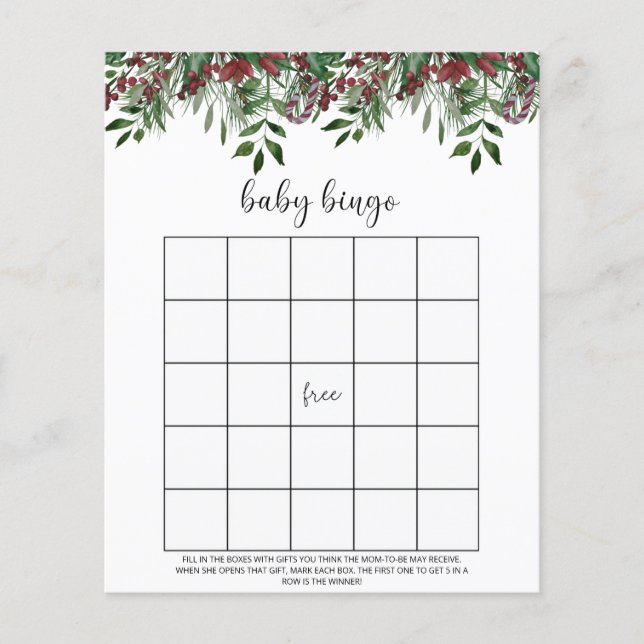 Jeu de bingo bébé hiver à feuilles persistantes (Devant)