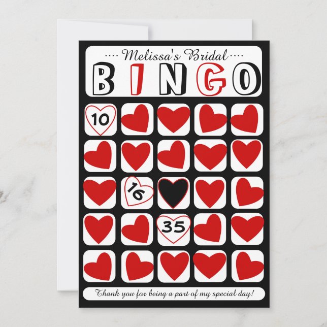 Jeu de bingo de mariage personnalisable carte roug (Devant)