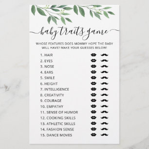 Jeu de caractéristiques de bébé carte de jeu Baby