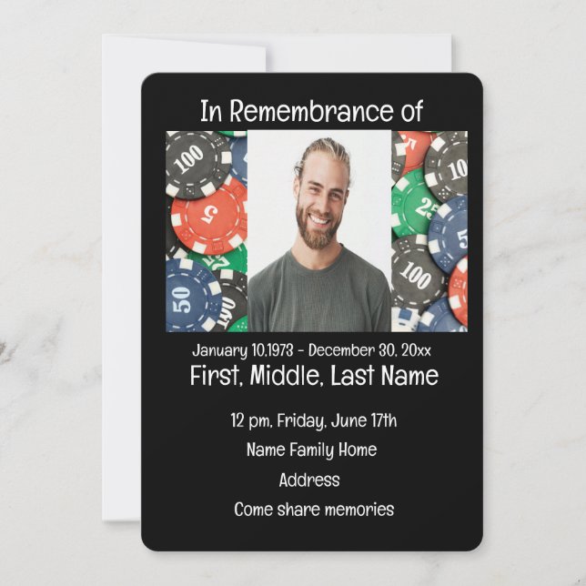Jeu de carte de poker Invitation Memorial Service (Devant)