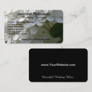 Jeu de Carte de visite Mariage blanc noir Hydrange