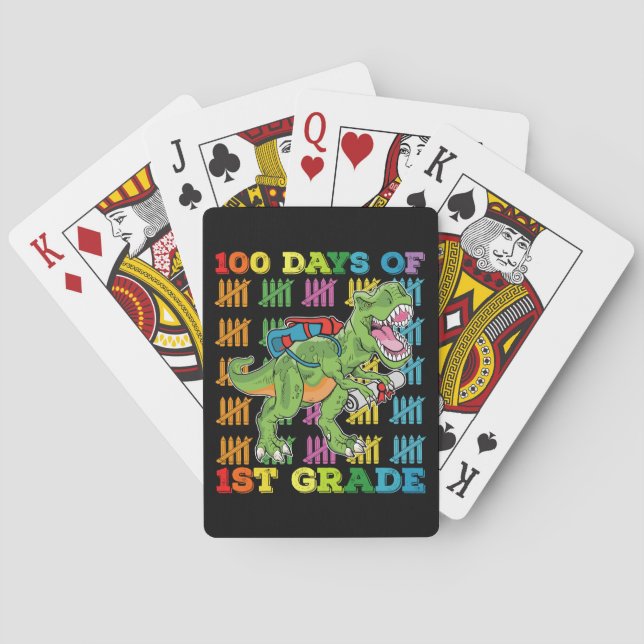 Jeu De Cartes 100 Jours De 1Ere Année T Rex Dinosaur School (dos)