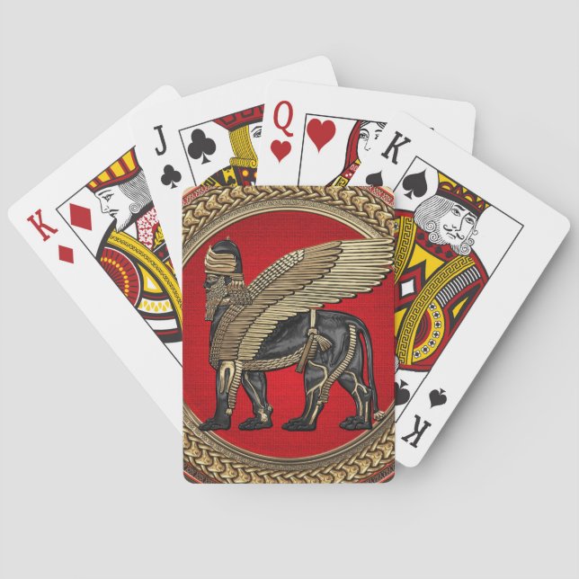 Jeu De Cartes [100] Lion ailé assyrien : Or et noir Lamassu (dos)