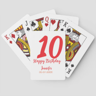 Jeu De Cartes 10e anniversaire ajouter nom date année rouge modè