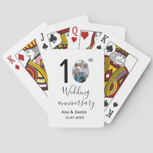 Jeu De Cartes 10e anniversaire du mariage nom photo bold lettre