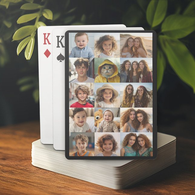 Jeu De Cartes 15 Photo Collage Grille - arrière - plan noir (Custom Playing Cards)