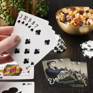 Jeu De Cartes 18e anniversaire dix-huit clé or noir photo