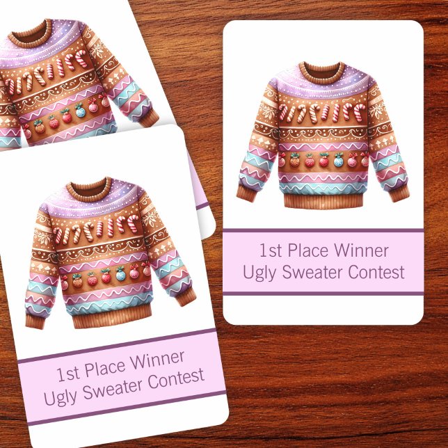 Jeu De Cartes 1ère place gagnante Laid Sweater Concours Pink Pur (Créateur téléchargé)