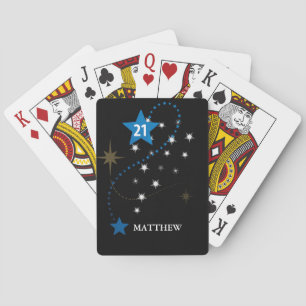 Jeu De Cartes 21e anniversaire bleu et noir Personnalisé