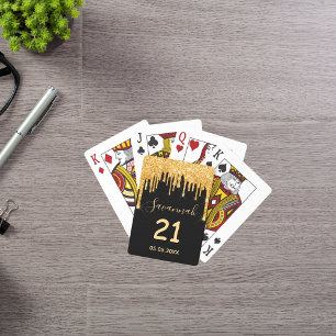 Jeu De Cartes 21e anniversaire parties scintillant noire or bril