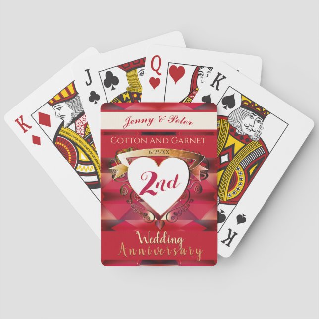 Jeu De Cartes "2e anniversaire du Mariage du coton et du grenat" (dos)