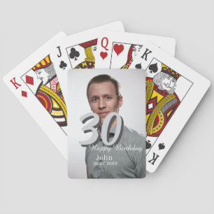 Jeu De Cartes 30e anniversaire ajouter nom date année photo blan
