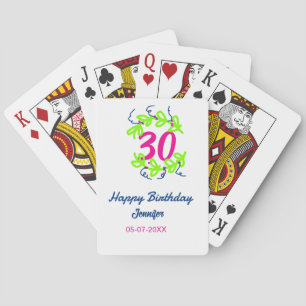 Jeu De Cartes 30e anniversaire vert bleu couronne nom date rusti