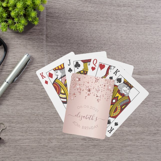 Jeu De Cartes 40e anniversaire rose or rose glittery étoiles gla (Créateur téléchargé)