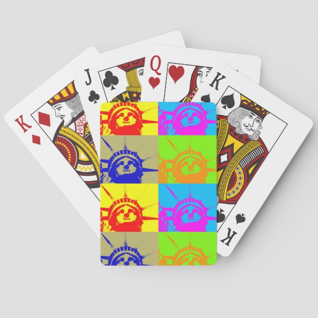 Jeu De Cartes 4 Couleur Pop Art Lady Liberty (dos)