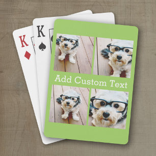 Jeu De Cartes 4 Photo Collage - Texte Serif blanc - Vert citron 