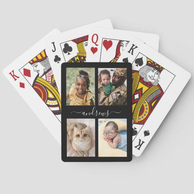 Jeu De Cartes 4 photo Noir et Blanc Personnalisé (dos)