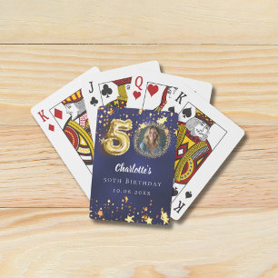 Jeu De Cartes 50e anniversaire photo navy bleu étoiles dorées