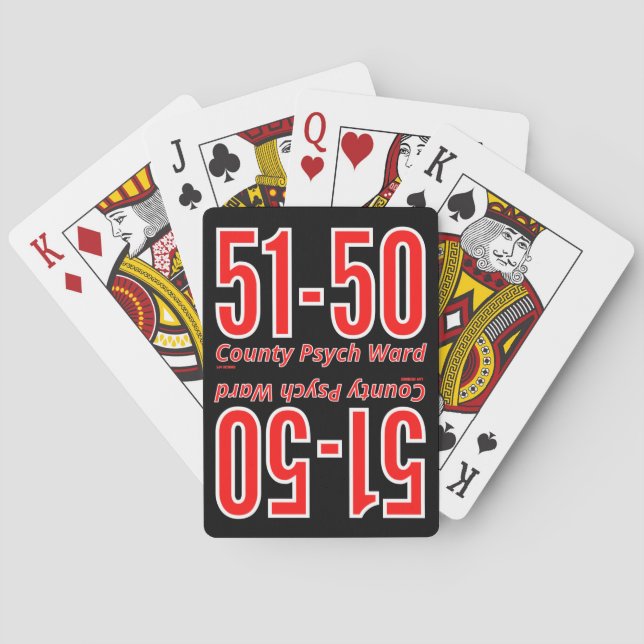 Jeu De Cartes "51-50" drôle quartier psychiatrique du comté déte (dos)