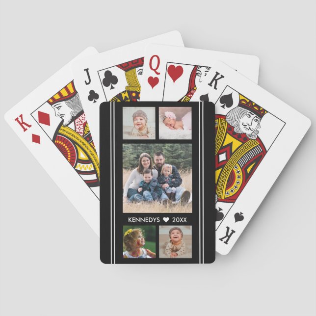 Jeu De Cartes 5 Collage Photo Famille Noir Et Blanc (dos)