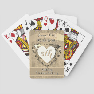 Jeu De Cartes 5e anniversaire Mariage "Bois"
