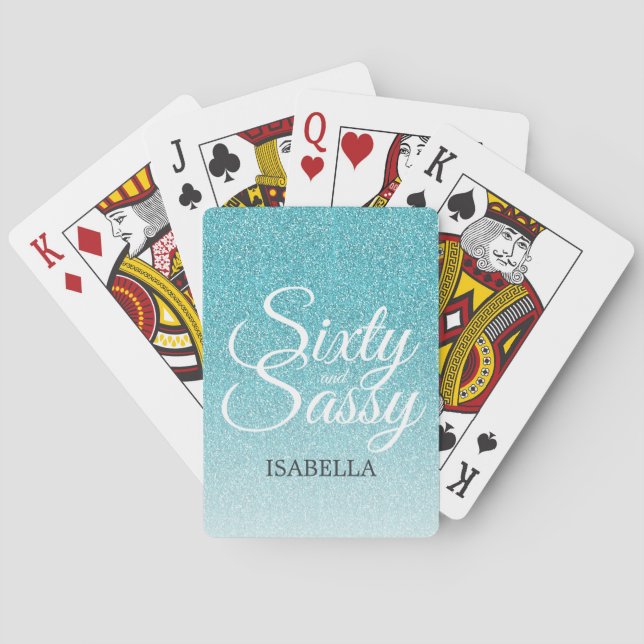Jeu De Cartes 60 et Sassy Blue Parties scintillant Ombre Nom Mon (dos)