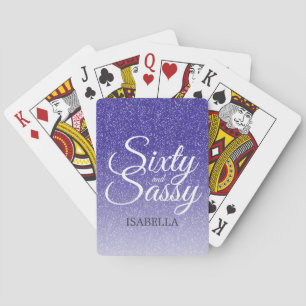 Jeu De Cartes 60 et Sassy Blue Parties scintillant Ombre Nom Mon