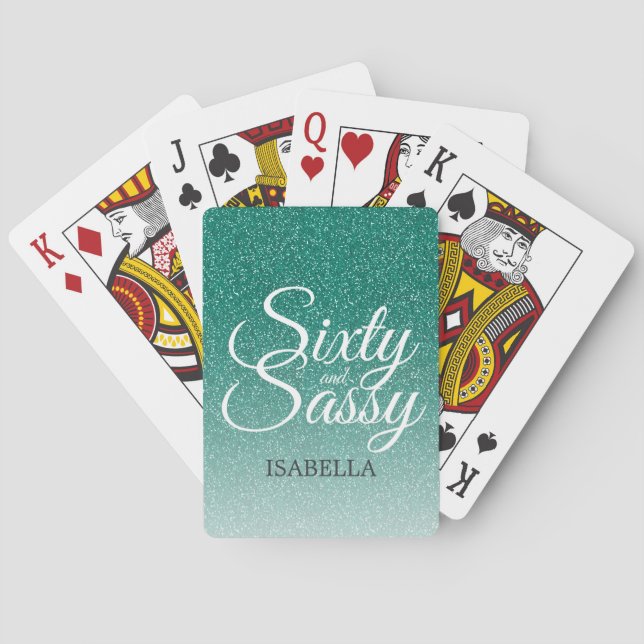 Jeu De Cartes 60 et Sassy Green Parties scintillant Ombre Nom Mo (dos)