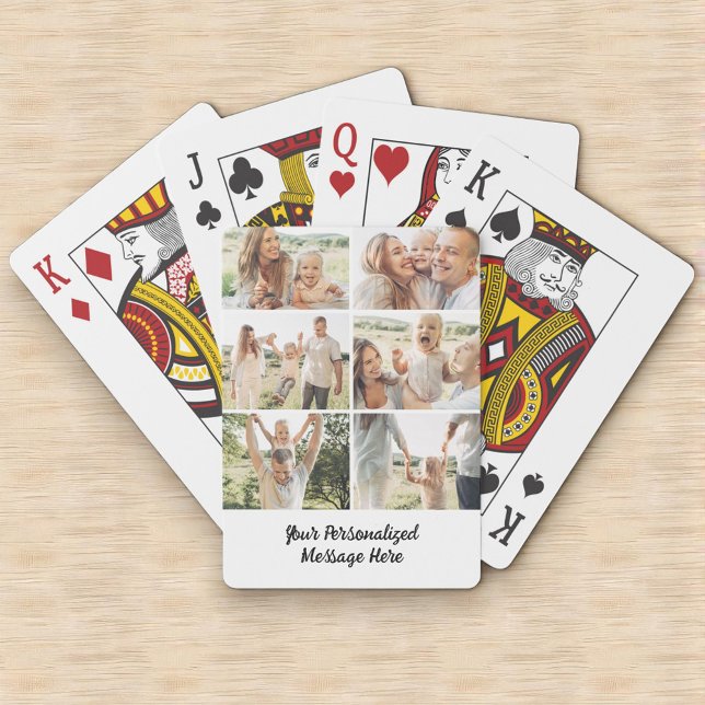 Jeu De Cartes 6 Photo Collage Vertical Custom Text Poker (Créateur téléchargé)