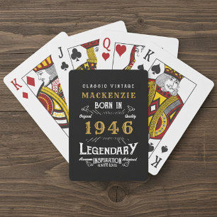 Jeu De Cartes 80e anniversaire Né en 1946 Légende Or noir