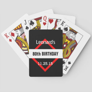 Jeu De Cartes 80th Birthday Black with Red Frame Custom A60