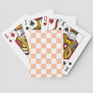 Jeu De Cartes à damiers carré pêche orange blanc géométrique