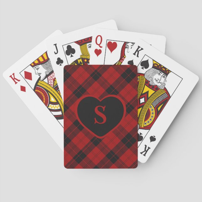 Jeu De Cartes à damiers Monogramme Noël Rouge Buffle Plaid (dos)