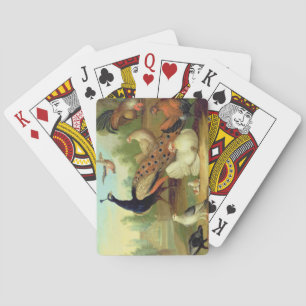 Jeu De Cartes A Peacock, Doves, Chickens et a Jay dans un parc