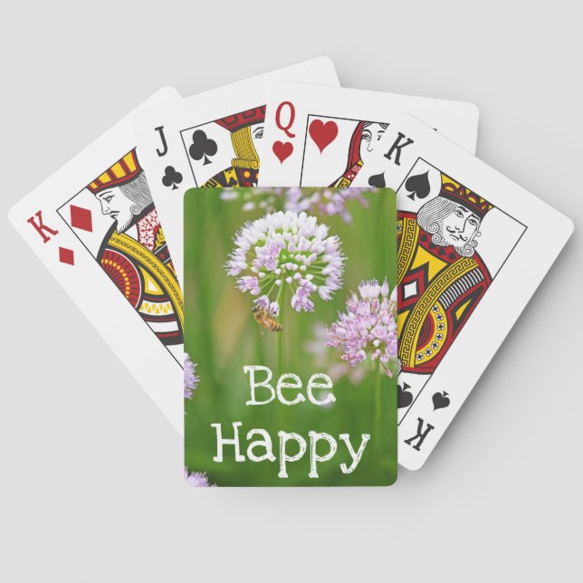 Jeu De Cartes Abeille avec violet Allium Garden Flower Motivatio (dos)