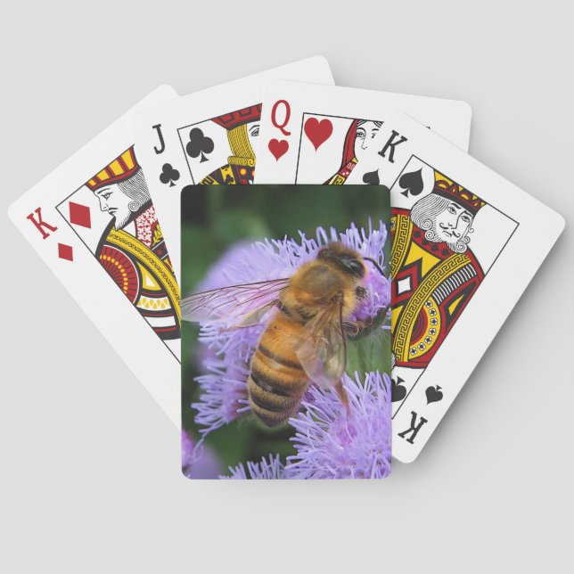 Jeu De Cartes Abeille de miel sur Ageratum Flower Playing Cartes (dos)