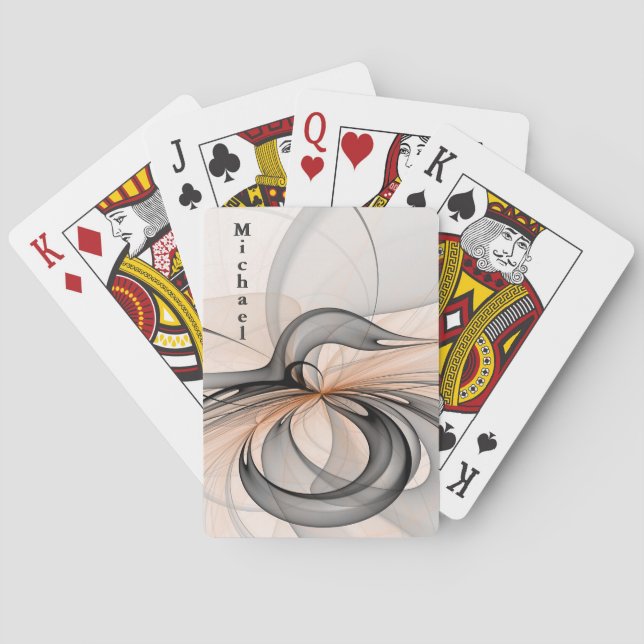 Jeu De Cartes Abstrait Anthracite Gris Sienne Forme Nom fractal (dos)