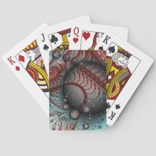 Jeu De Cartes Abstrait Fantaisie Vive Art Fractal Brun Bleu