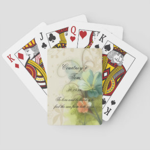 Jeu De Cartes Abstrait Mariage floral de Pêche Turquoise
